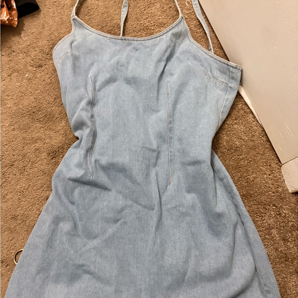 Light Wash Denim Slip Dress